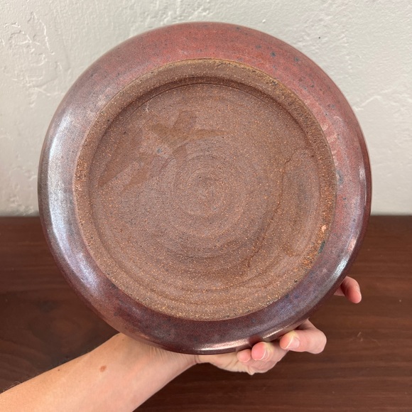 Large stoneware studio pottery serving bowl blue white indigo signed mid century - Picture 8 of 12